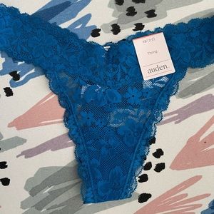 Blue lace thong